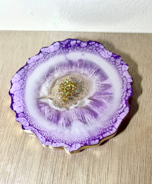 Individual (1 ea) Lavender-Pearl Agate-Shaped Casted Resin Coaster - L.A. Resin Art