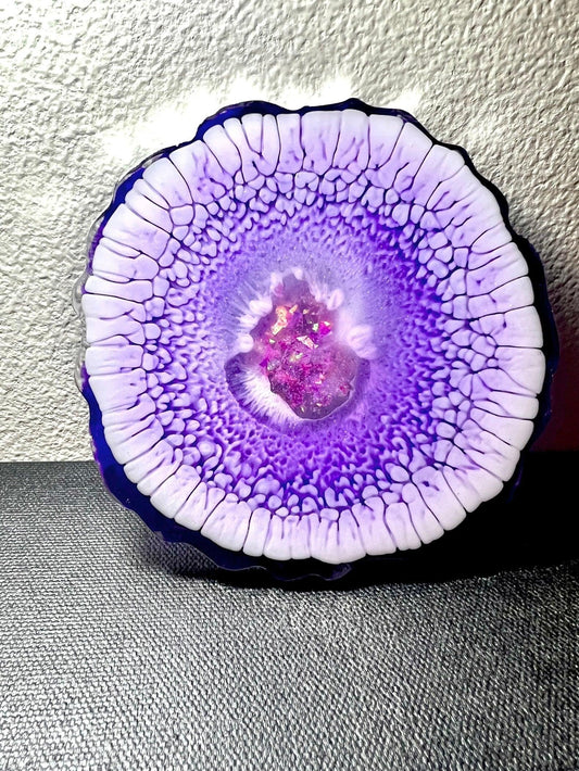 Individual (1 ea) Purple Agate-Shaped Casted Resin Coaster L.A. Resin Art