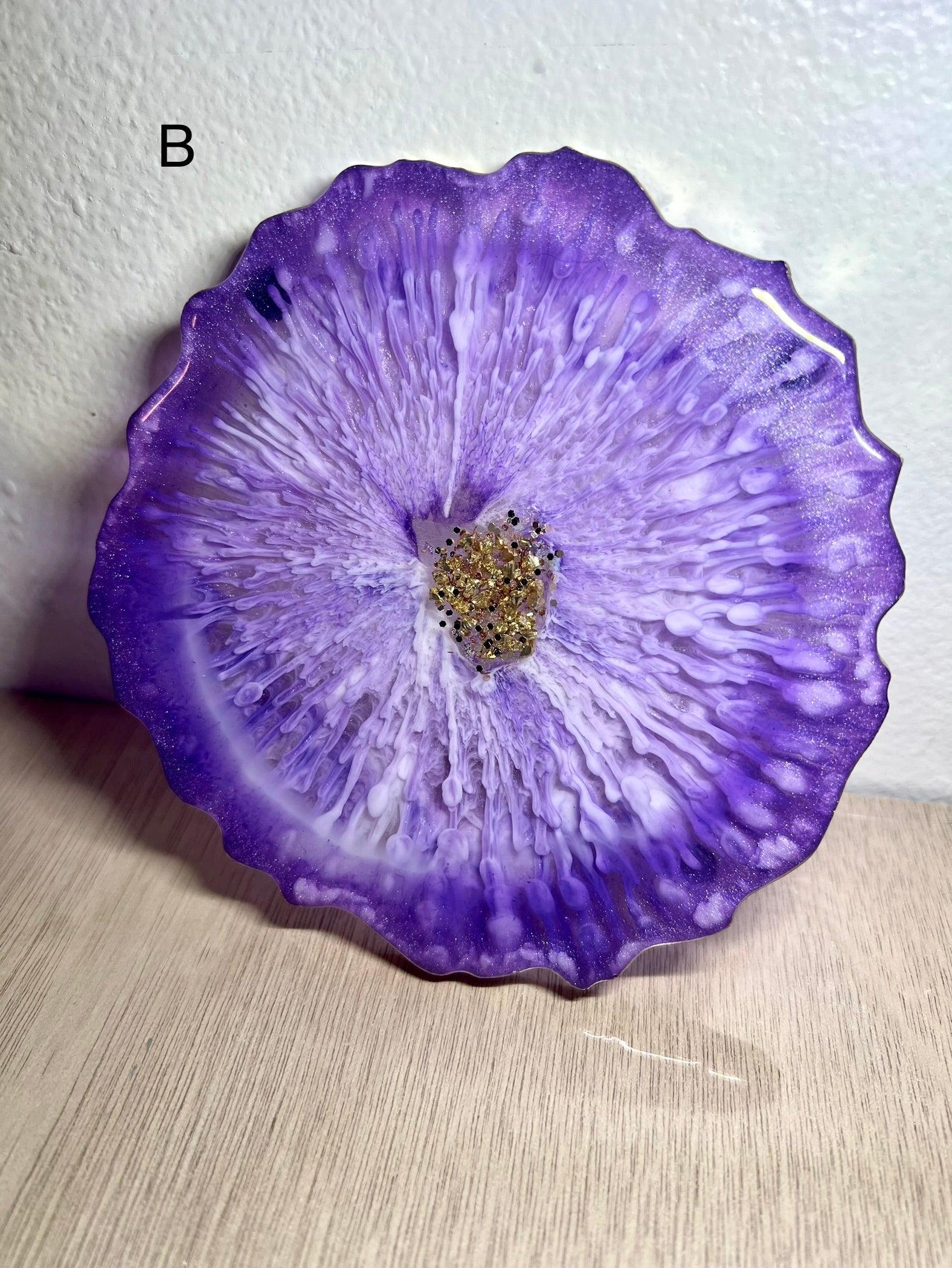 Individual (1 ea) Purple Web Agate-Shaped Casted Resin Coaster L.A. Resin Art