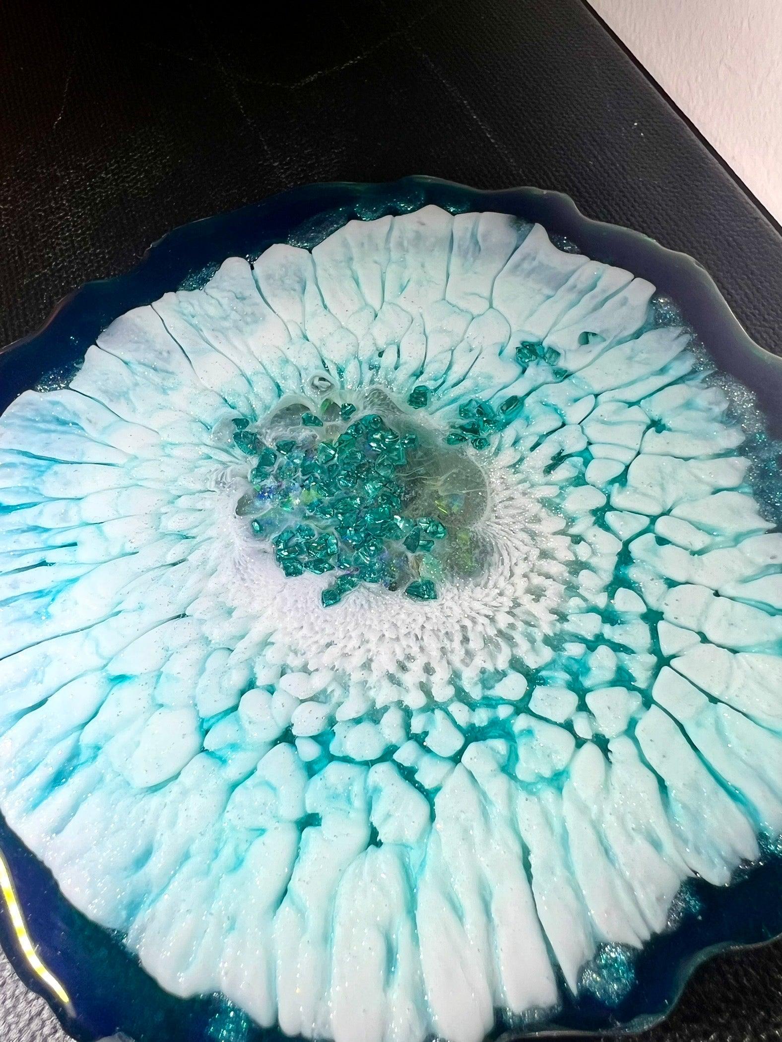 Individual (1 ea) Turquoise Agate-Shaped Casted Resin Coaster L.A. Resin Art