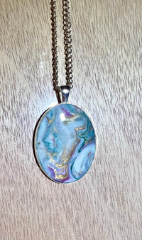 Large, Chunky Oval Resin Pendant Necklace - L.A. Resin Art
