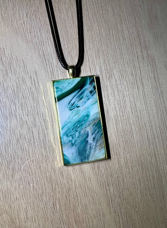 Large Rectangle Resin Pendant Necklace - L.A. Resin Art