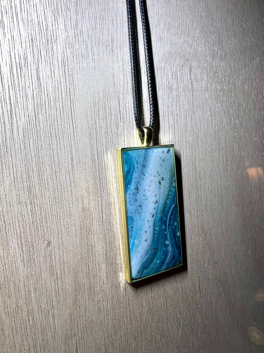 Large Rectangle Resin Pendant Necklace - L.A. Resin Art