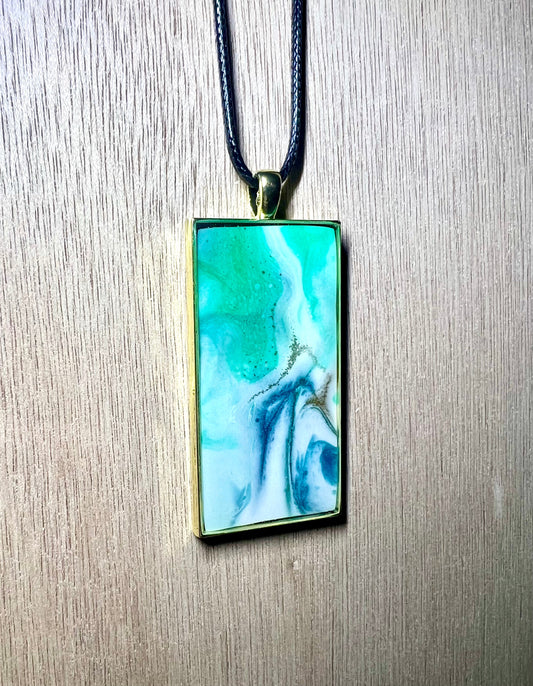 Large Rectangle Resin Pendant Necklace - L.A. Resin Art