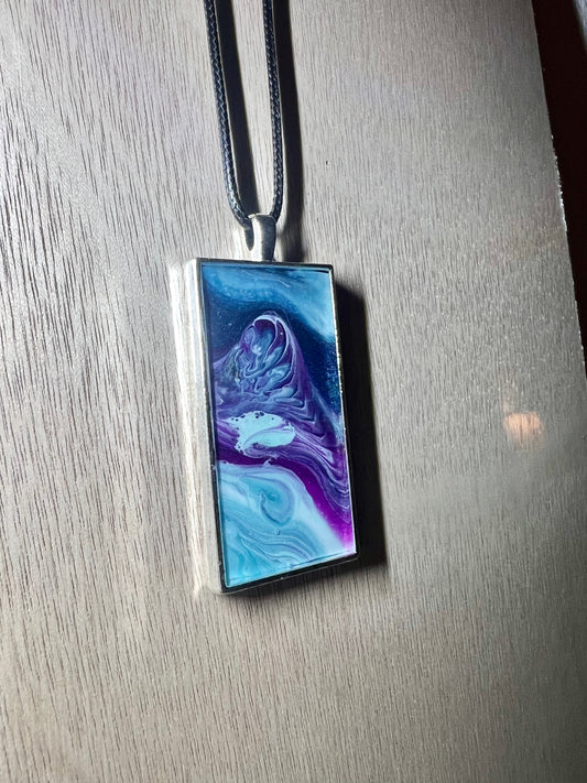 Large Rectangle Resin Pendant Necklace - L.A. Resin Art