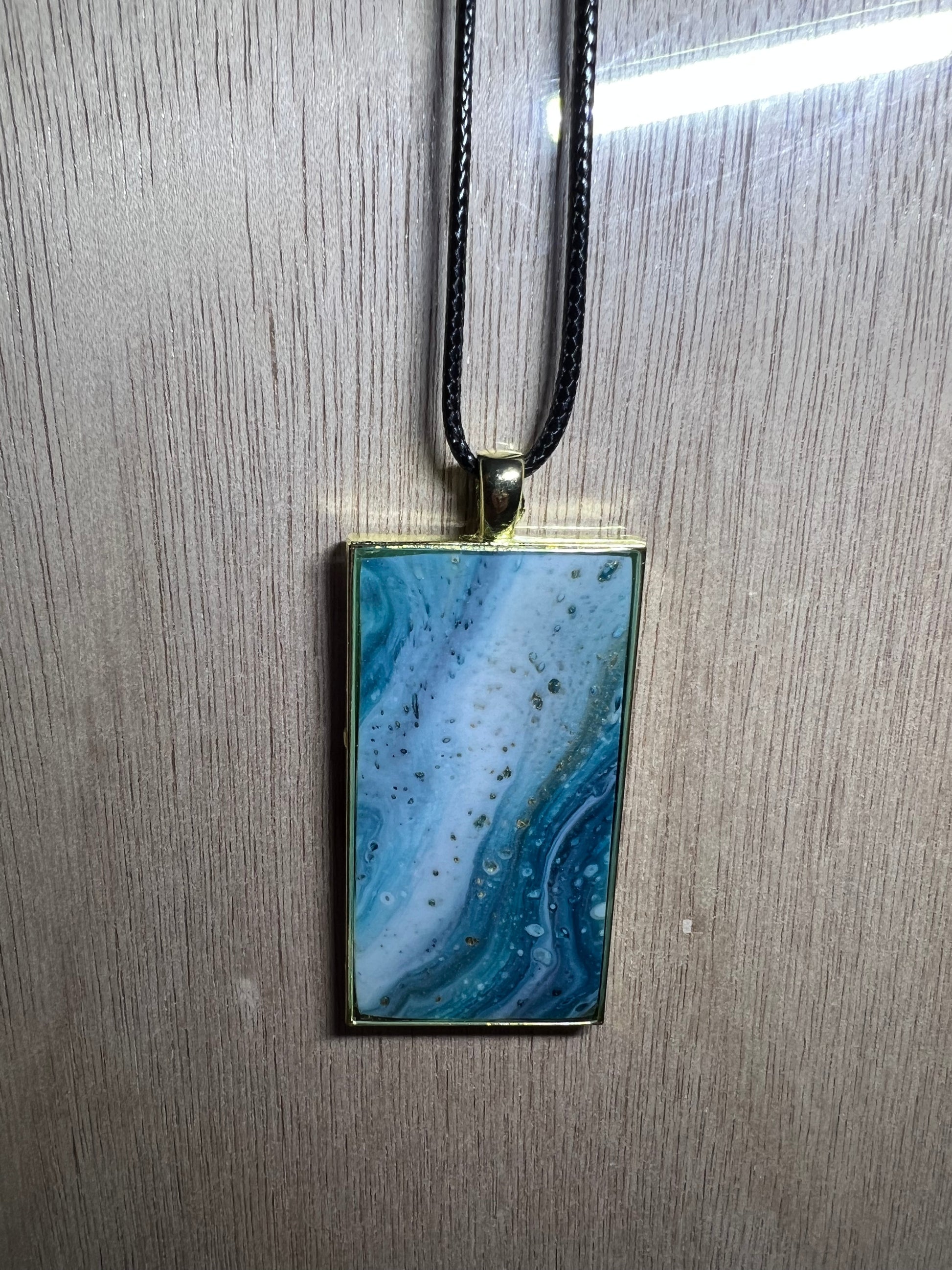 Large Rectangle Resin Pendant Necklace - L.A. Resin Art