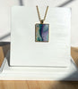 Turquoise, Blue, Maroon, and Gold Small Rectangle Resin Pendant Necklace