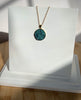 Turquoise-Blue Druzy Resin Necklace- Gold Vermeil Chain and Pendant Tray