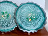 Turquoise and Teal-Blue Agate-Shaped Casted Resin Coaster Set