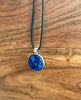 Royal Blue Resin Druzy On Wax Cord- Sterling Silver End Caps and Extender Chain - L.A. Resin Art