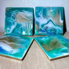 Set of resin painted ceramic tile coasters - L.A. Resin Art