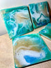 Set of resin painted ceramic tile coasters - L.A. Resin Art