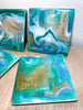 Set of resin painted ceramic tile coasters - L.A. Resin Art