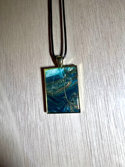 Small Rectangle Resin Pendant Necklace - L.A. Resin Art