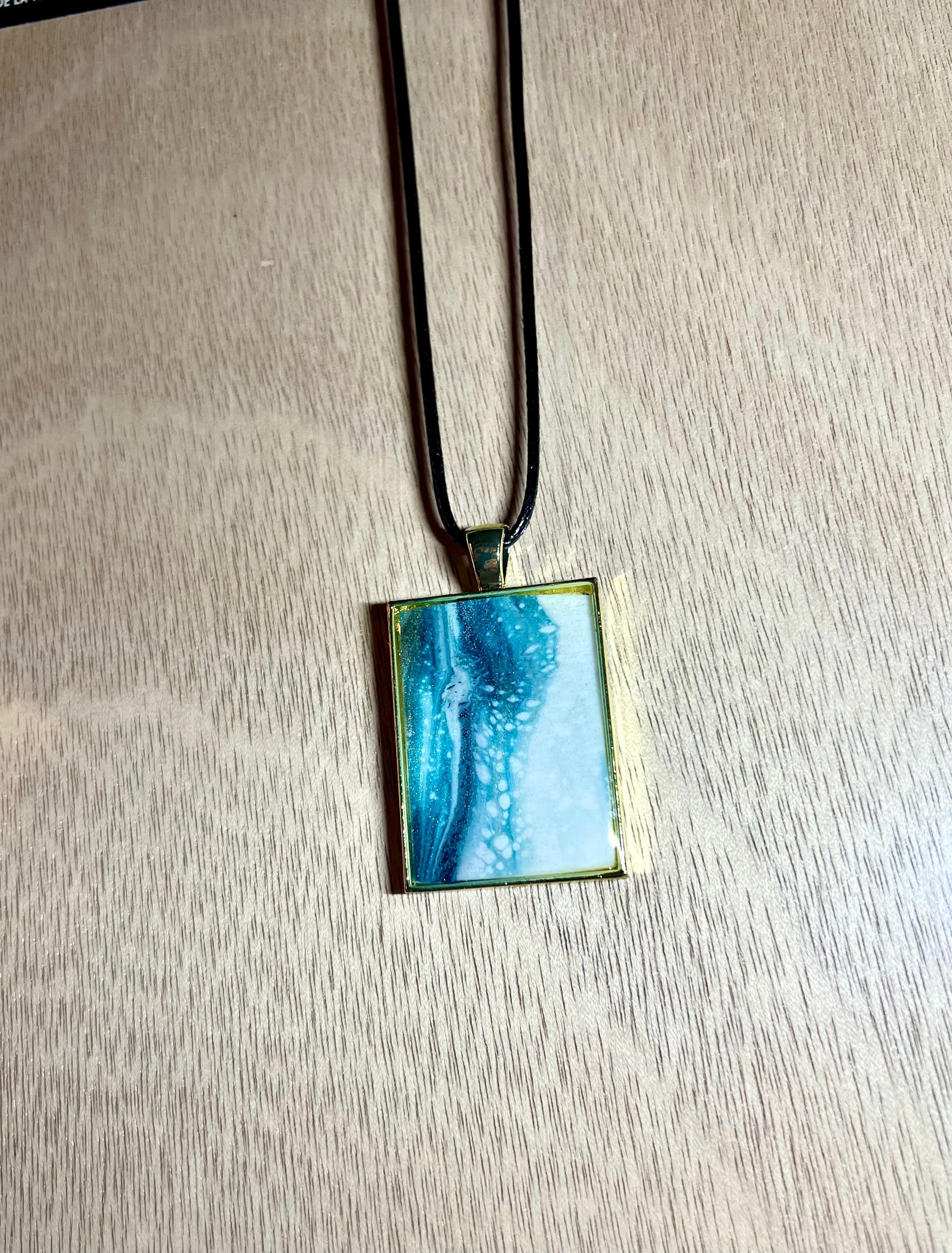 Small Rectangle Resin Pendant Necklace - L.A. Resin Art