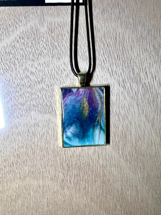 Small Rectangle Resin Pendant Necklace - L.A. Resin Art