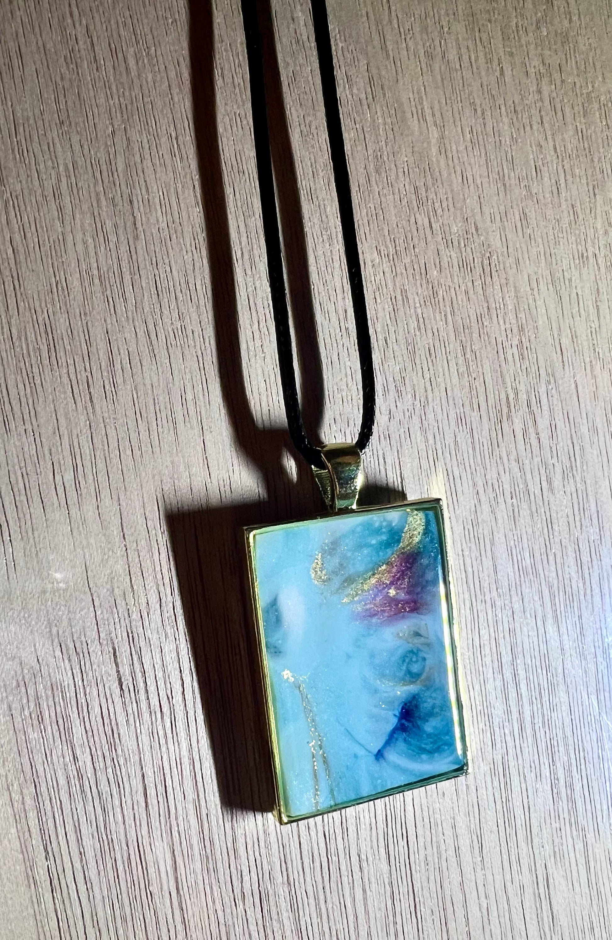 Small Rectangle Resin Pendant Necklace - L.A. Resin Art