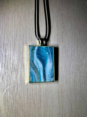 Small Rectangle Resin Pendant Necklace - L.A. Resin Art