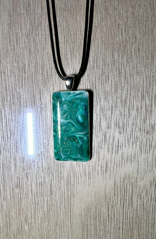 Small Rectangle Resin Pendant Necklace - L.A. Resin Art