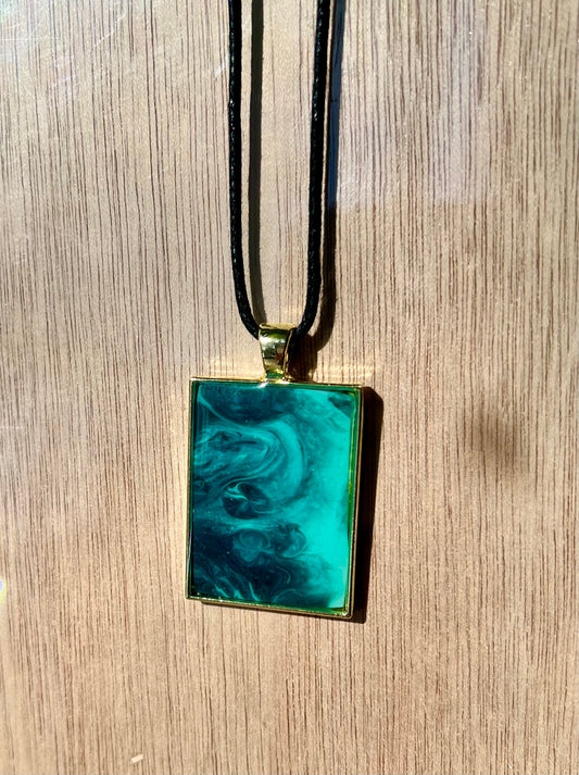 Small Rectangle Resin Pendant Necklace - L.A. Resin Art