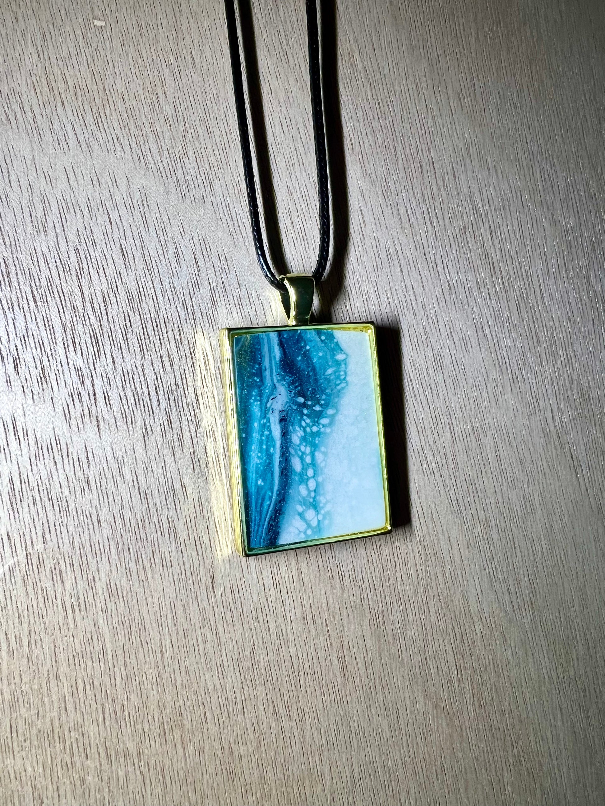 Small Rectangle Resin Pendant Necklace - L.A. Resin Art