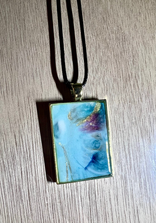 Small Rectangle Resin Pendant Necklace - L.A. Resin Art