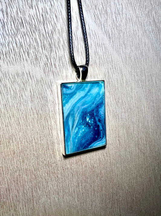 Small Rectangle Resin Pendant Necklace - L.A. Resin Art