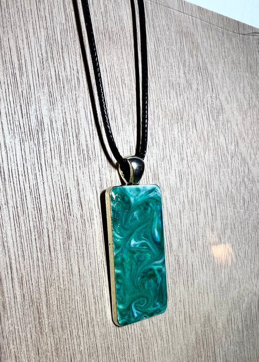 Small Rectangle Resin Pendant Necklace - L.A. Resin Art