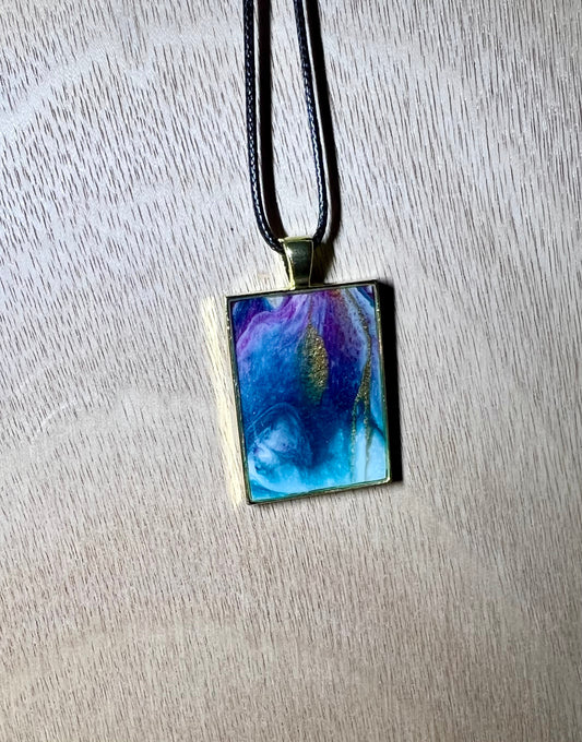 Small Rectangle Resin Pendant Necklace - L.A. Resin Art