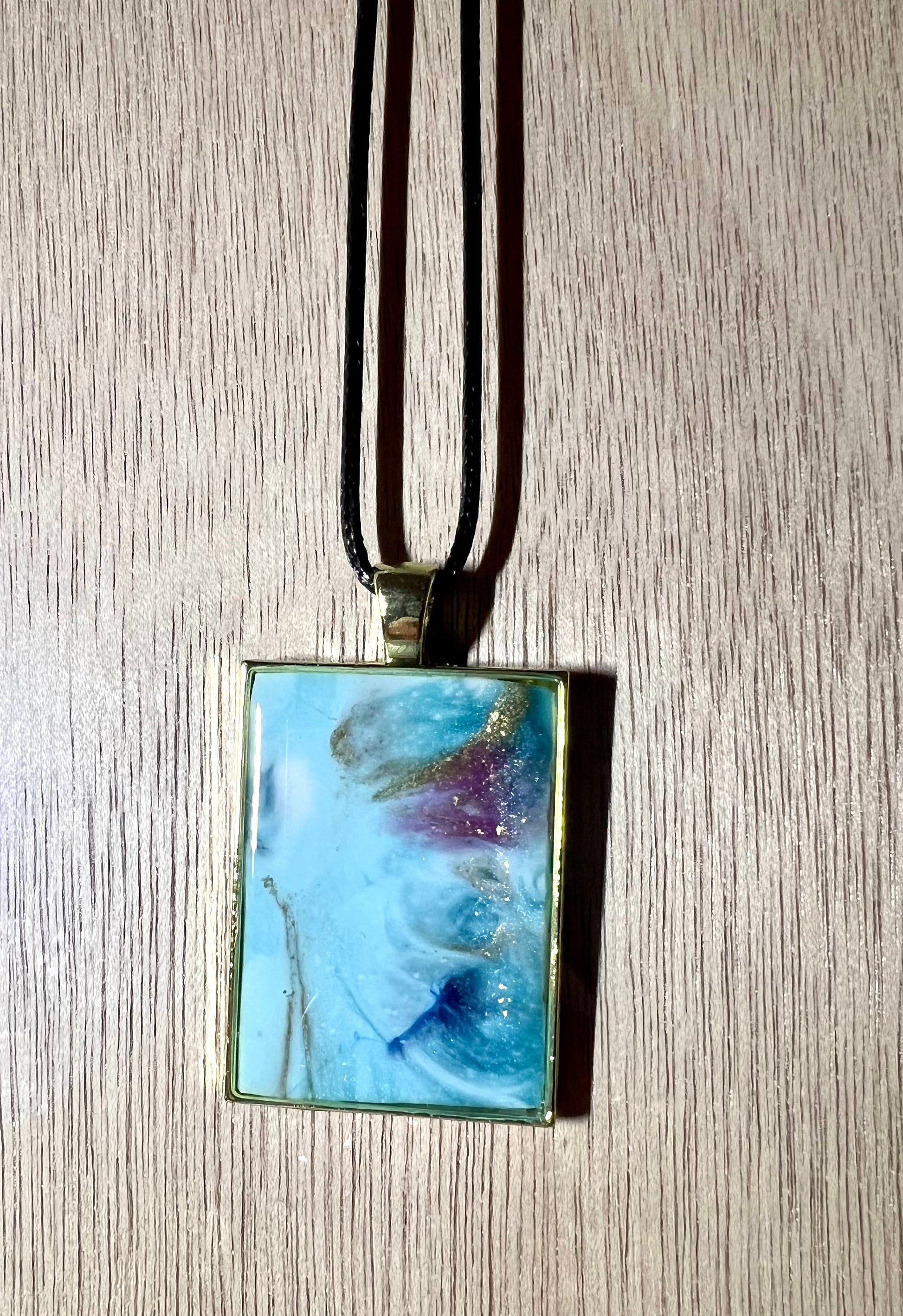 Small Rectangle Resin Pendant Necklace - L.A. Resin Art