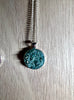 Teal-Blue Druzy Resin Necklace- Silver Pendant Tray - L.A. Resin Art